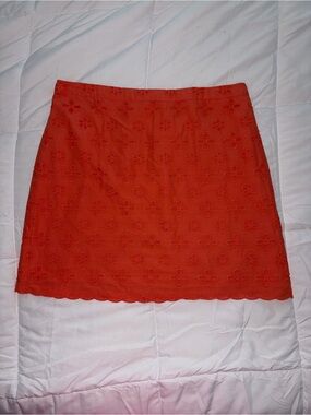 Loft Eyelet Skirt 10 Orange Coral lined Ann Taylor